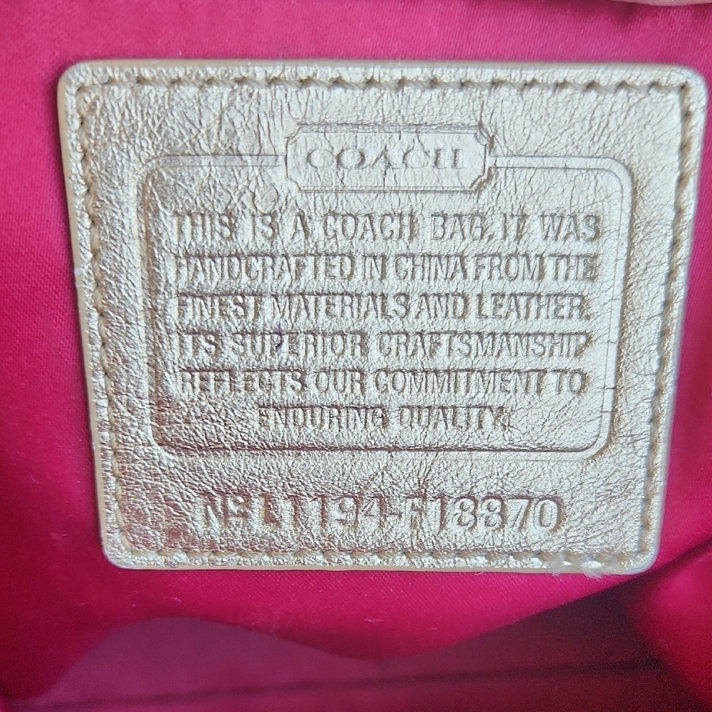 Coach Brown Signature Tote with Metallic Gold Trim - Picture 14 of 16